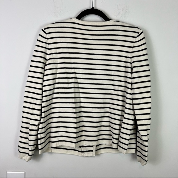 Talbots cream and black stripe full zip up cardigan womens size medium petite - Picture 5 of 7